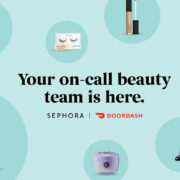 Doordash logo and product images with text Your on-call beauty team is here